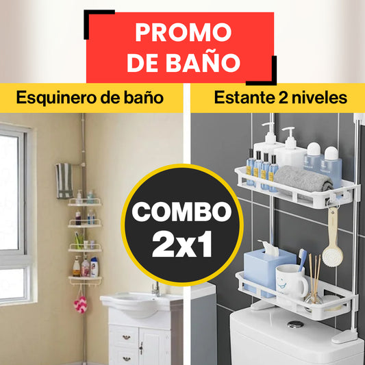 🔥SUPER COMBO BAÑO TOTAL  ( Estante para baño + Esquinero de ducha)🔥